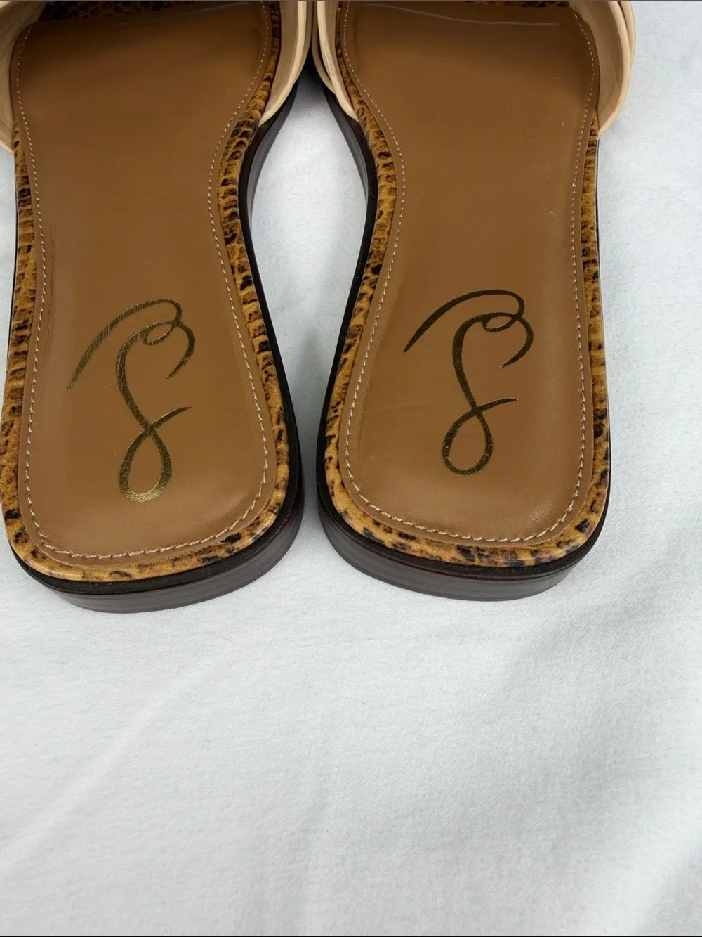 Sam Edelman Cream Slide Sandals with Tortoiseshell Buckle - Picture 5 of 7